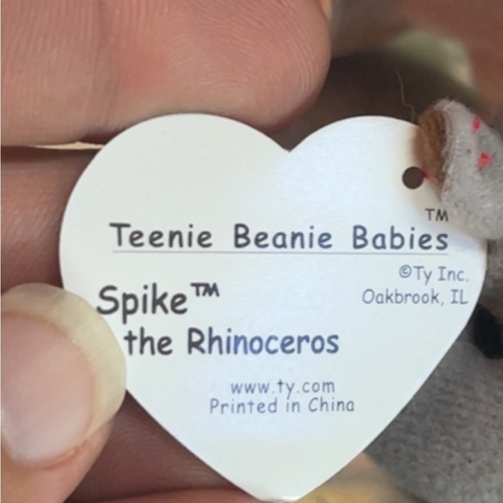 ‘96 - Ty - Spike the Rhino Beanie & Teenie Beanie Babies. - Picture 11 of 13